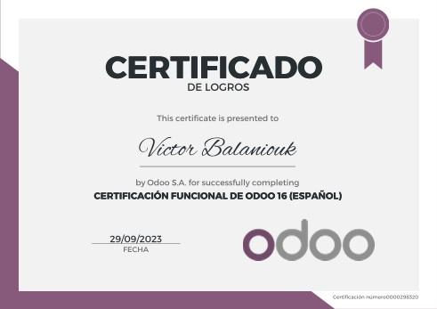 Odoo 16 Certificate